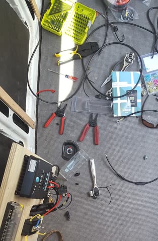 Van camping by the lake