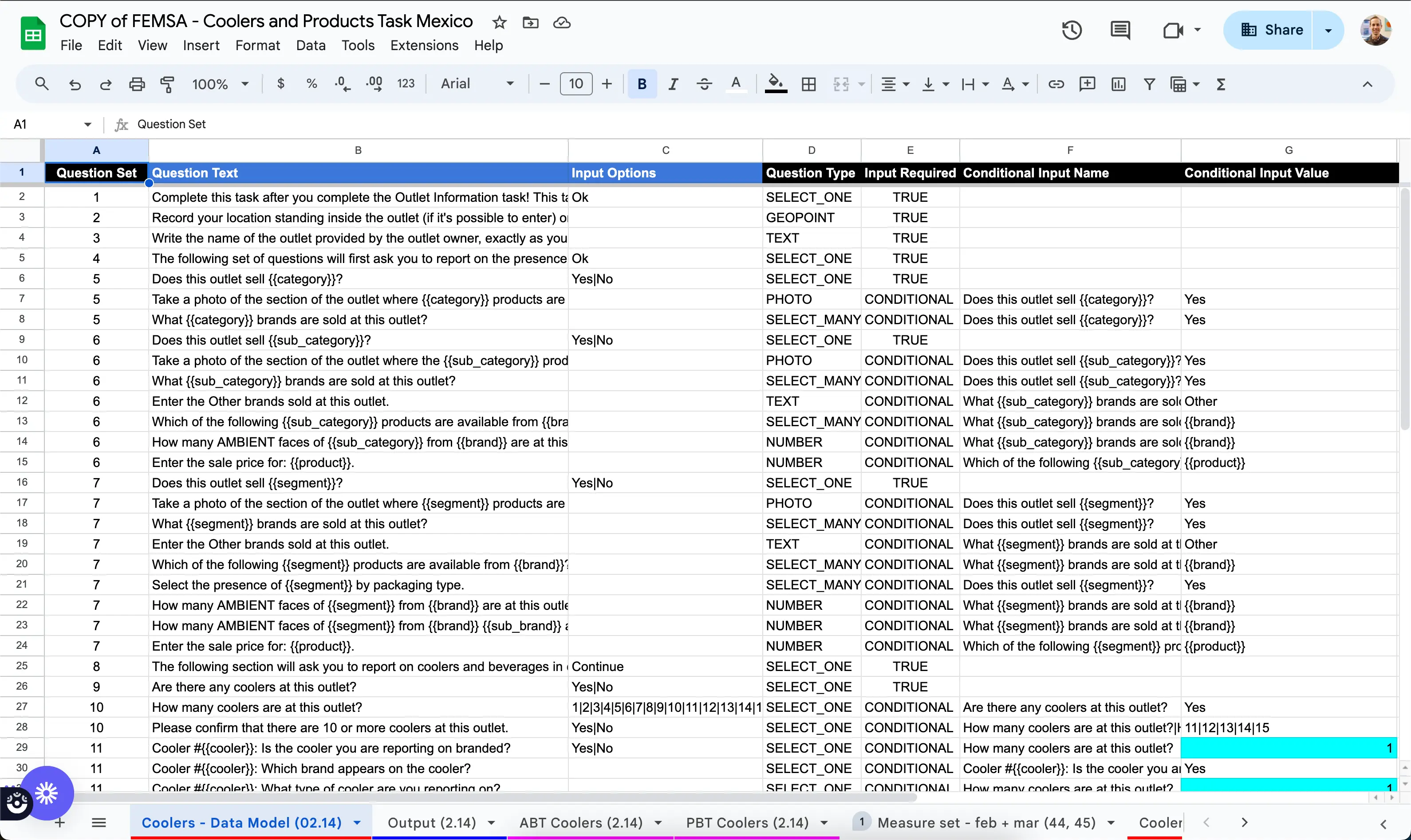 Form builder interface showing the problems